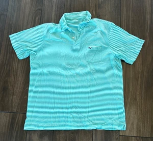 Vineyard Vines Poloshirt Herren L Classic Fit gestreift türkis Pima-Baumwolle - Bild 1 von 5