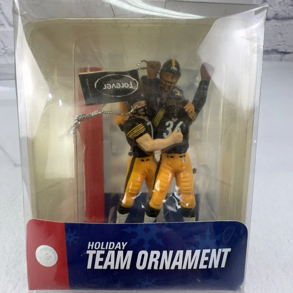 Adorno de vacaciones Steelers nuevo en caja Roethlisberger Bettis Polamalu Forever NFL de colección Foto 1 de 3
