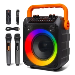 Máquina de Karaoke, Actualización Altavoz Bluetooth Portátil con 2 Micrófonos Inalámbricos... - Imagen 1 de 7