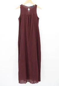Madewell Damen Maxikleid gerafft knitterd hauchdünn braun Seidenmischung ärmellos S - Bild 1 von 5