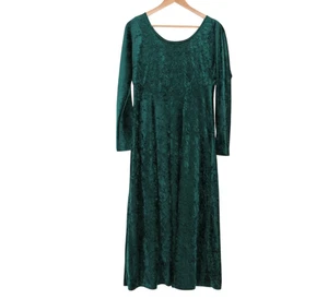 Vintage grünes Crushed Samt Maxikleid Witchy Renaissance Festival Fee Gr. S - Bild 1 von 5