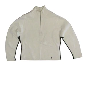 SMARTWOOL Womens Ivory Pullover Merino Wool 1/4 Zip Sweater Size M Mock Neck - Picture 1 of 9