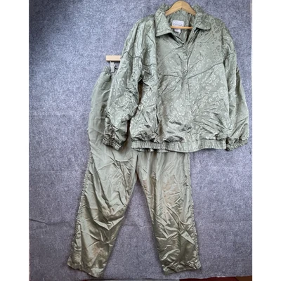 Traje de chándal vintage ediciones básicas para mujer grande verde satinado cortavientos abuela Foto 1 de 4