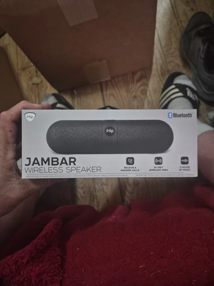 NUEVO iHip Altavoz Bluetooth Inalámbrico JAMBAR 30' Rango Azul USB Carga CABLE AUXILIAR Foto 1 de 4