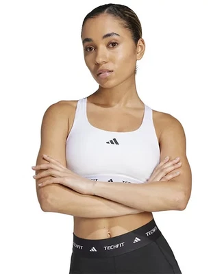 Adidas Women's Medium-Impact Logo-Band Sports Bra - White - S - Image 1 of 4