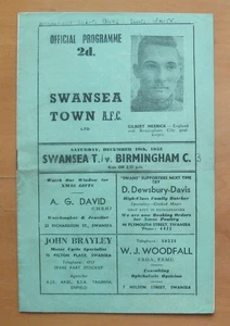 SWANSEA TOWN v BIRMINGHAM CITY 1953/1954 *Good Condition Football Programme* - Picture 1 of 3