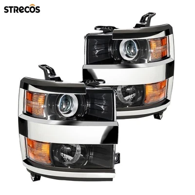 Halogen Headlights For 2015-2019 Chevy Silverado 2500HD 3500HD Pair Chrome Foto 1 de 4