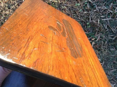 Vintage rustic solid & sturdy wood bed step step stool foot rest walnut-look - Image 1 of 4