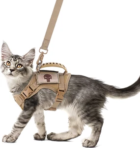 Tactical Cat Harness and Leash Set for Walking Escape Proof, Adjustable Large Ca - Picture 1 of 12