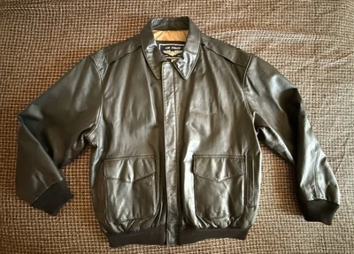Air Force Leather Jacket Black A2 Flight Bomber Pilot Flyers Men’s Size 2XLT - Image 1 of 4