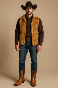 Vintage Tony Lama Black / Gold Label Westernstiefel zweifarbig braun Gr. 580 (8) - Bild 1 von 15