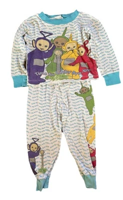Vintage 90s Teletubbies 2 Piece Pajama Set Long  Sleeve Top Pants Toddler - Image 1 of 4