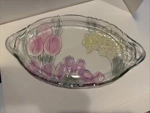 Vintage Walther Glas Serviertablett von Mikasa Tulpe/Narzisse Motiv Serviertablett - Bild 1 von 8