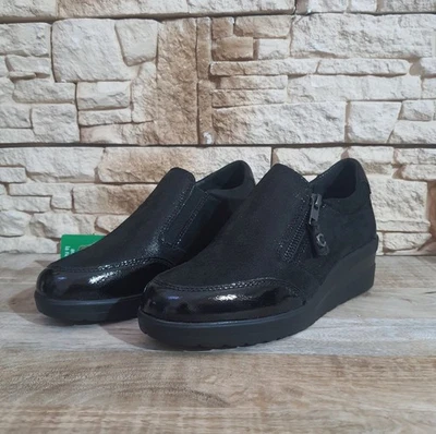 MOCASSINI DONNA CINZIA SOFT IV122444 MOCASSINO COMFORT NERO AUTUNNO INVERNO