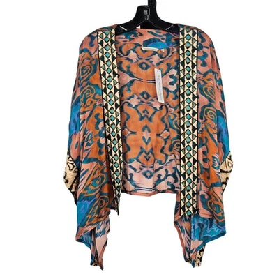 Cárdigan Kimono Topper Anatolia Soft Surroundings S/M Ikat Boho Hanky De Gran Tamaño Foto 1 de 4