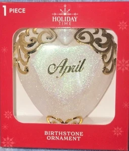 HOLIDAY TIME APRIL WHITE DIAMOND BIRTHSTONE CHRISTMAS ORNAMENT 2025 NEW - Picture 1 of 3
