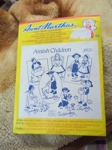 Vtg Aunt Martha's Hot Iron Transfers, 3921 Amish Children Day Days Of Week Uncut - Picture 1 of 5