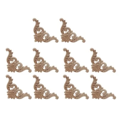 10 Pcs Wood Carving Decal Wood Carved Mouldings Corner Applique Home Door Decor - image 1 of 4