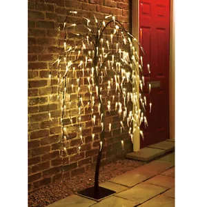 5 Fuß warmweißer weinender Weidenbaum mit 240 LED-Lichtern Weihnachtsdeko UK VERKÄUFER - Bild 1 von 2
