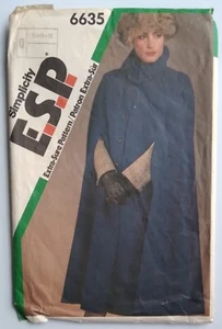 1984, VINTAGE SIMPLICITY #6635 MISS SIZES 12-14-16 UNLINED CAPE PATTERN - Picture 1 of 5