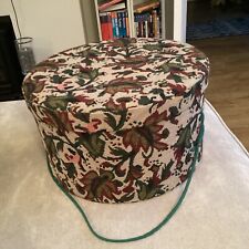 Large Vintage Tapestry Fabric Red Green Deep Round Hat/craft Storage Box
