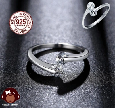 Anello Argento S925 punto luce Rhodium vera eternity fedina solitario infinity - Immagine 1 di 4