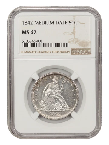 1842 50C Medium Date NGC MS62 Cover