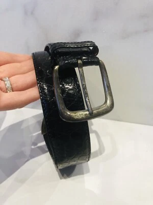 Cinturón de cintura para mujer Polo Ralph Lauren RL negro cocodrilo plata esterlina” Foto 1 de 4