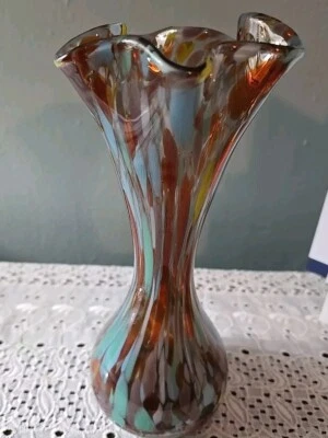 Ucagco Hand Blown Multicolored Glass Vase - Image 1 of 4