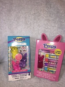 Easter Peeps Pom Pom Bunny Sticker Set & 6 Pack Lip Set Balms & Lip Gloss New - Picture 1 of 1