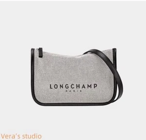 Longchamp Bolso Mensajero de Lona Talla M Bolso de Mano Cuero Marfil - Imagen 1 de 13