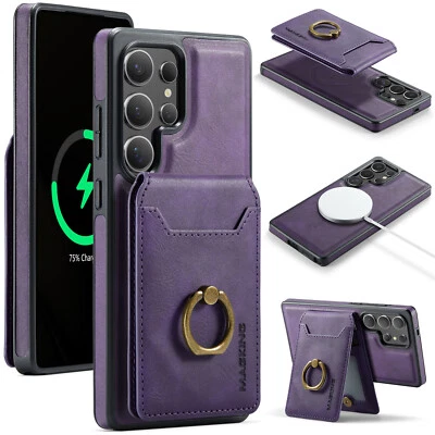 Detachable Magnetic Leather Wallet Phone Case for Samsung S25 S24 RFID Blocking - Image 1 of 4