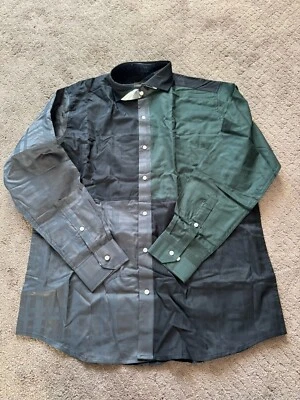 Camisa abotonada French Crown para hombre azul verde negra talla 42 Foto 1 de 4