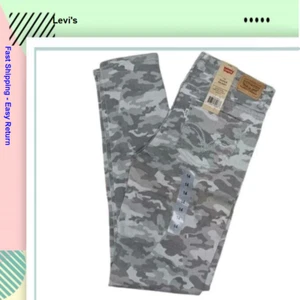 Levis Girls 710 Super Skinny Camo Denim Jeans Cotton Camo Gray - 14 - Picture 1 of 4