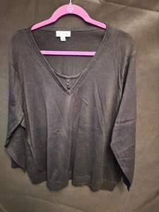 D&Co Denim + Company Women's 3X Shirt- Black - Picture 1 of 3