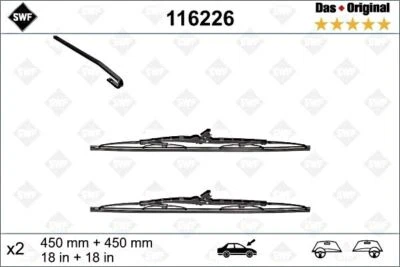 SWF Front Wiper Blades 2pcs 450 mm 18" Fits FORD Taunus OPEL VW B2 1969-2015 - Изображение 1 из 4