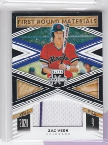 ZAC VEEN '20 PANINI ELITE EXTRA EDITION FIRST ROUND MATERIALS ROOKIE JERSEY CARD - Picture 1 of 19