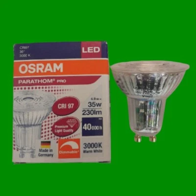 2x 4.9W Osram Dimmable LED GU10 Par16 Reflector Spot Light Bulbs 3000K 36 Deg - Image 1 of 3