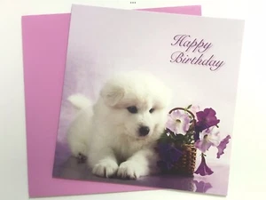 CUTE NEW SAMOYED PUPPY BIRTHDAY CARD “HAPPY BIRTHDAY” (FREE POST) - Picture 1 of 3