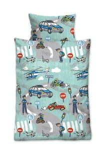 biberna Kinder Feinbiber- Bettwäsche 135x200cm 100% Baumwolle mit Reißverschluss