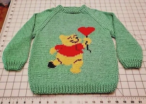 Neu 18M bis 5T handgestrickt Kinder Winnie Puuh Raglanärmel Pullover Sweater - Bild 1 von 6