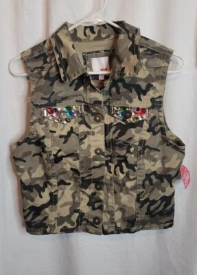 Girls BONGO Camoflauge Vest With Rhinestones XL New - Image 1 of 4