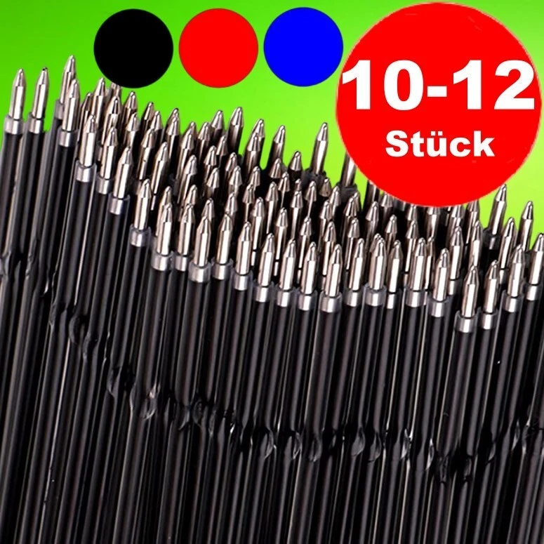 10-12 x Kugelschreiberminen Mine Kugelschreiber Kuli schwarz rot blau Medium - Bild 1 von 1