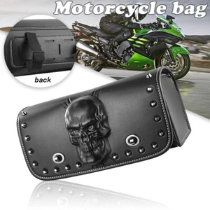 Motorcycle Handlebar bag Tool Saddle Bag Luggage Skull - Picture 1 of 14