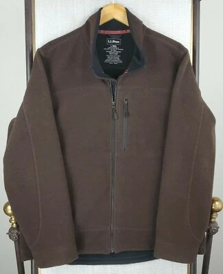 LL Bean Size Large Mens Hardfaced Wool Blend Full Zip Mocha Brown Jacket Coat - Image 1 of 4
