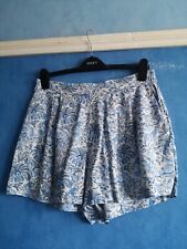 H&M Blue Floral High Waisted Viscose Elasticated Waist Shorts Size EU 40 UK 12