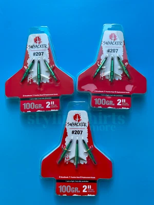 Swhacker #207 3 CANTIDADES Expandible 2 Hojas Mecánico Cabezal Ancho 100 Granos 2" Corte Foto 1 de 3