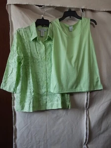 Sag Harbor #312 Top Blouse Women' Two Piece Preowned Good Condition Sz M - Bild 1 von 15