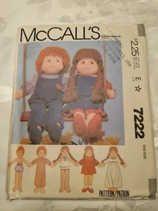 RAGEDY ANN ANDY DOLL & CLOTHES McCALL 7222 SEWING PATTERN BOY GIRL 22" - Picture 1 of 2