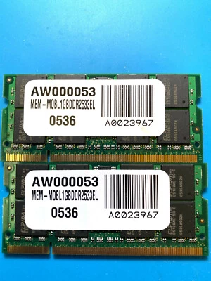 Dell MEM-MOBL1GBDDR2533EL - 2GB (2x 1GB) PC2-4200 533Mhz SODIMM 200-Pin - Image 1 of 2